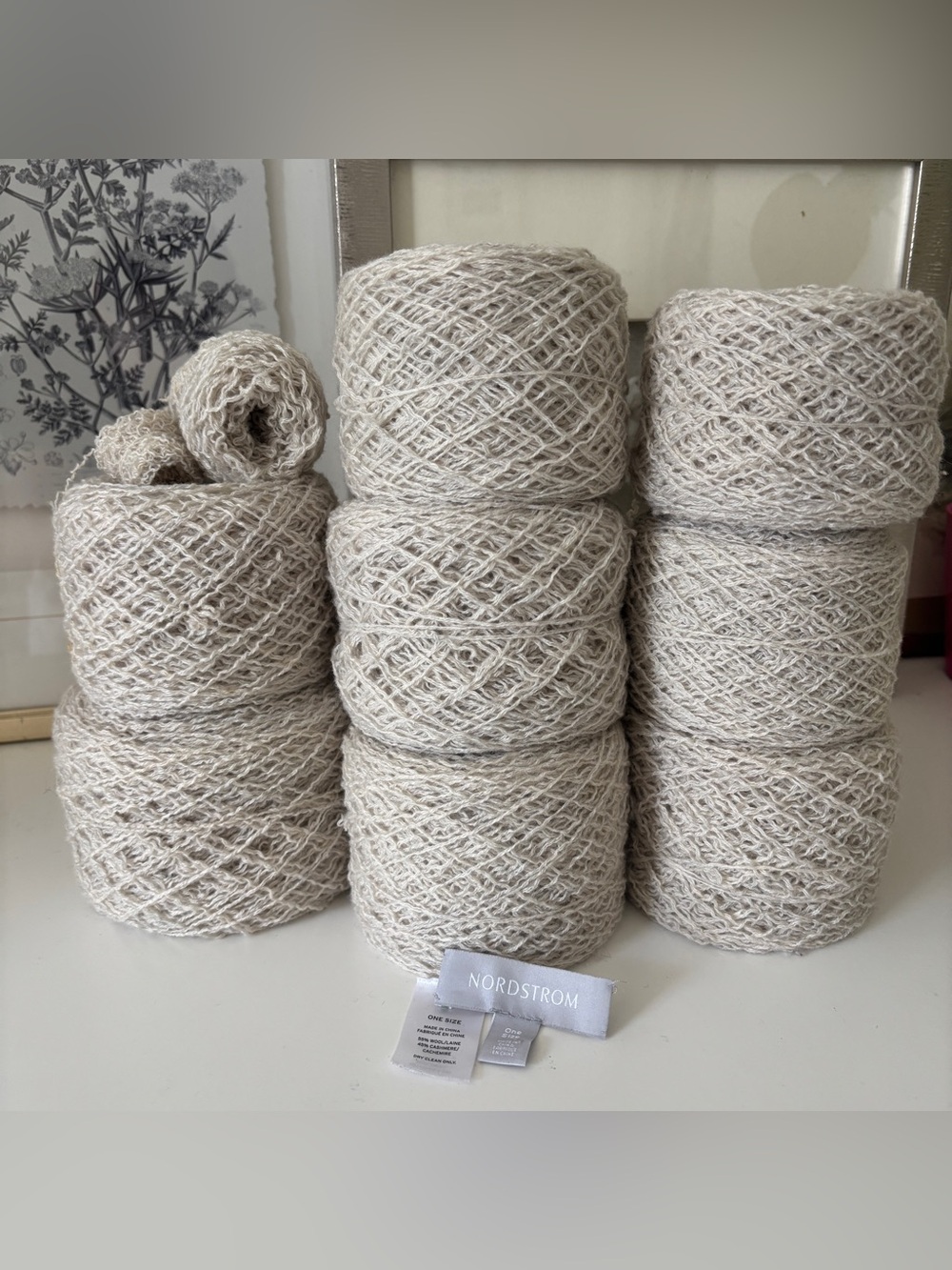 Cashmere Wool Blend Reclaimed Fingering Weight Gray Yarn Bundle of 8 Cakes 368 g